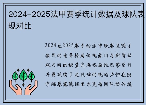 2024-2025法甲赛季统计数据及球队表现对比